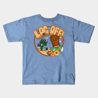 Log Off ~ Go Outside and Touch Grass Kids T-Shirt